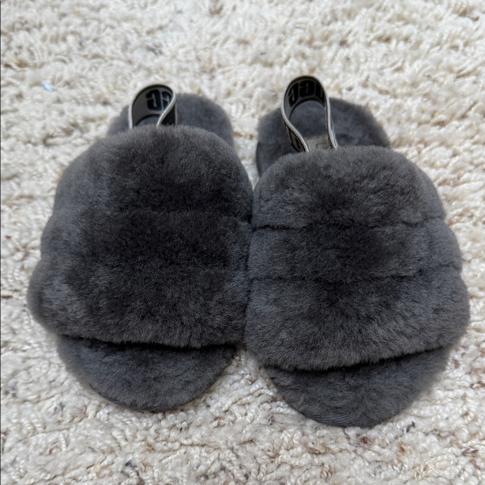 UGG Cozy Gray Fuzzy Slippers